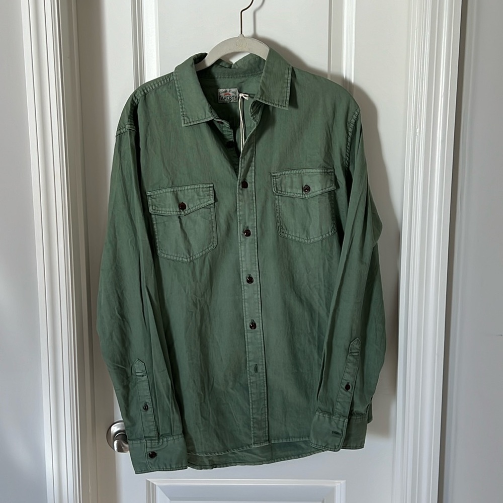 Faherty Men’s Button Down Olive Green size M